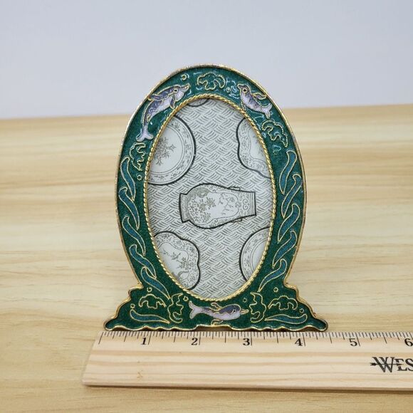 Vintage Cloisonne Dolphin Tabletop Picture Frame - Picture 7 of 10